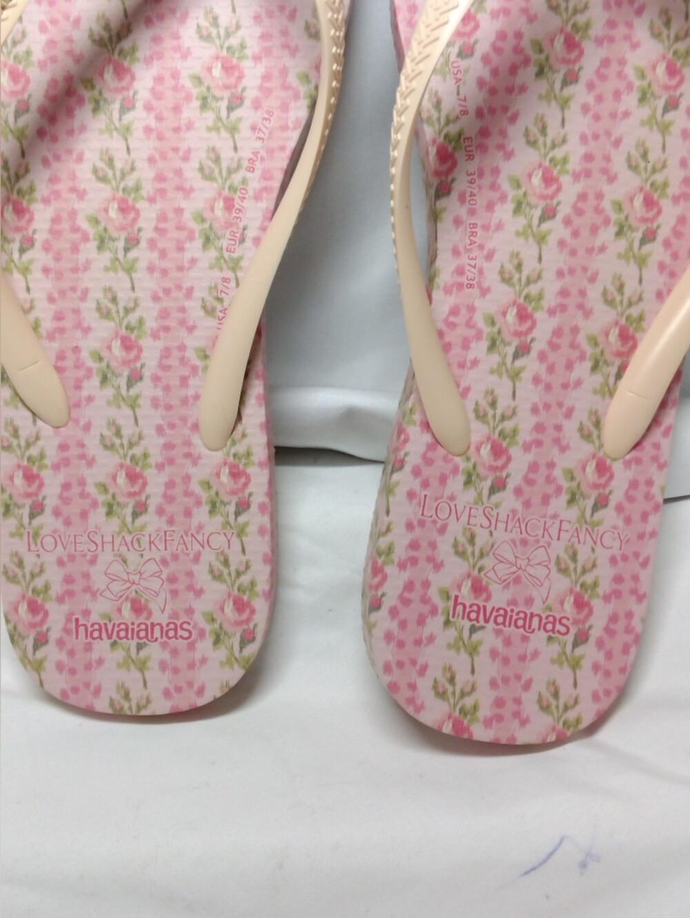 Havaianas Love Shack Fancy Pink Floral Flip Flops Women’s Size 7/8 - Picture 14 of 16